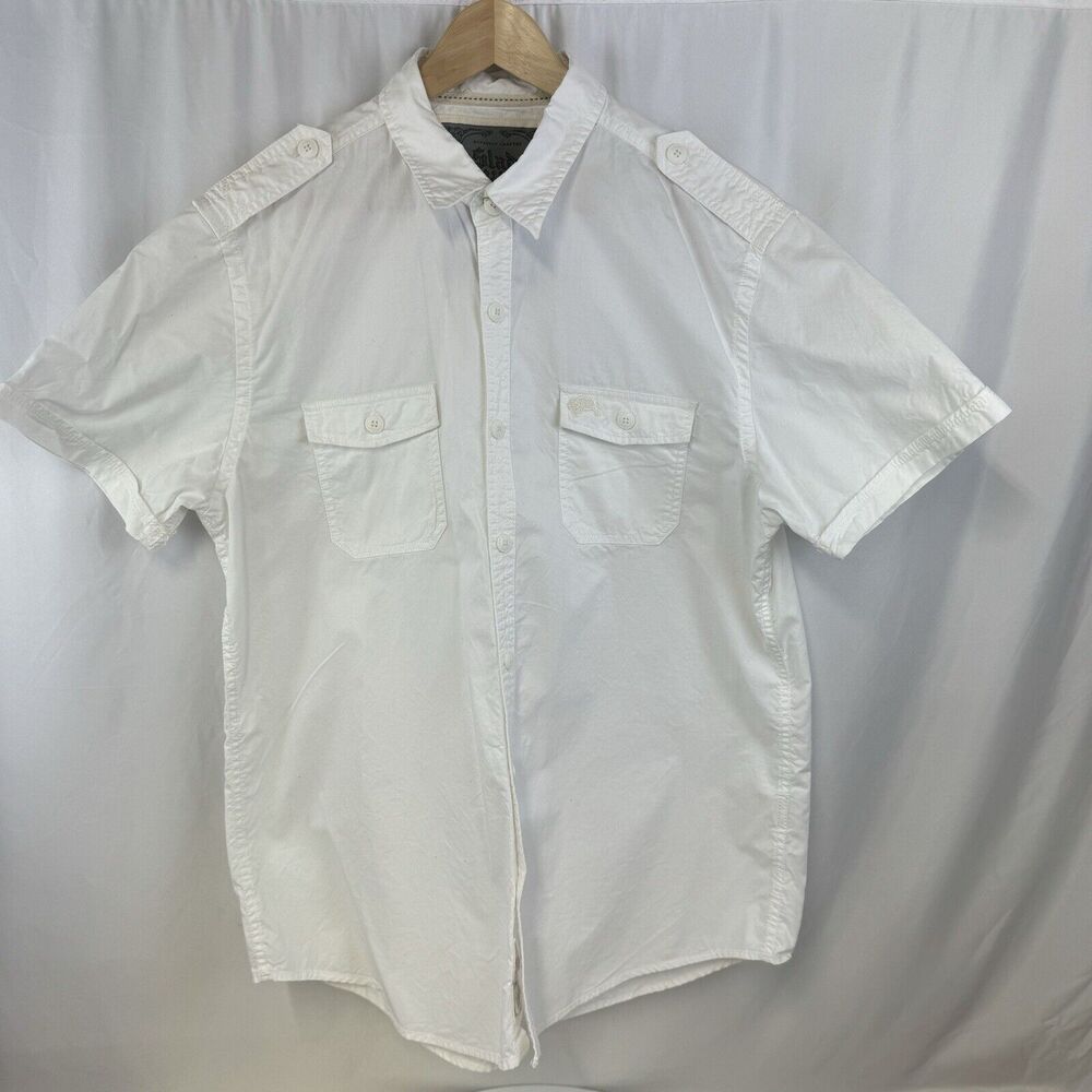 Slade Wilder Men's 100% Cotton Botton Up Short Sleeve Shirt White - XL